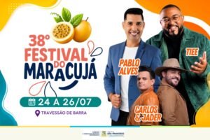 Festival do Maracujá divulga programação oficial com Tiee, Carlos & Jader e atrações gratuitas em São Francisco de Itabapoana