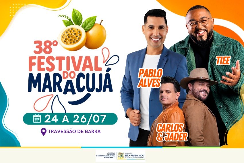 Festival do Maracujá divulga programação oficial com Tiee, Carlos & Jader e atrações gratuitas em São Francisco de Itabapoana