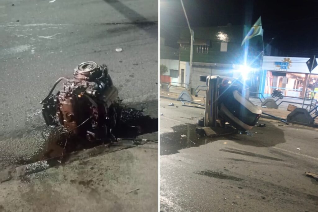 Carro capota na Avenida 28 de Março e danifica ciclovia em Campos